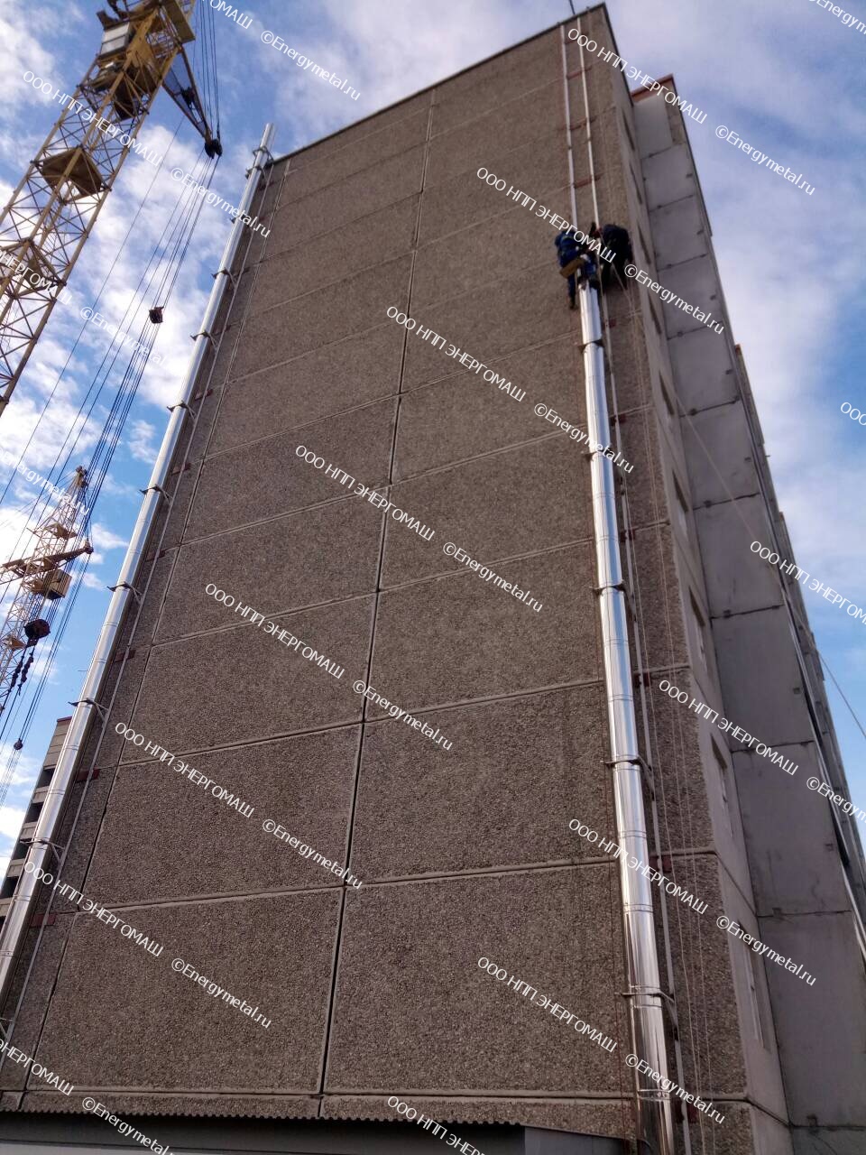 Фасадные дымовые трубы высотой 35 метров 2 шт. г. Пермь РФ